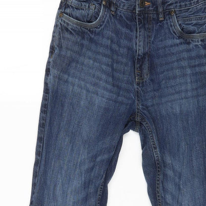 NEXT Womens Blue Cotton Straight Jeans Size 32 in L29 in Regular Zip