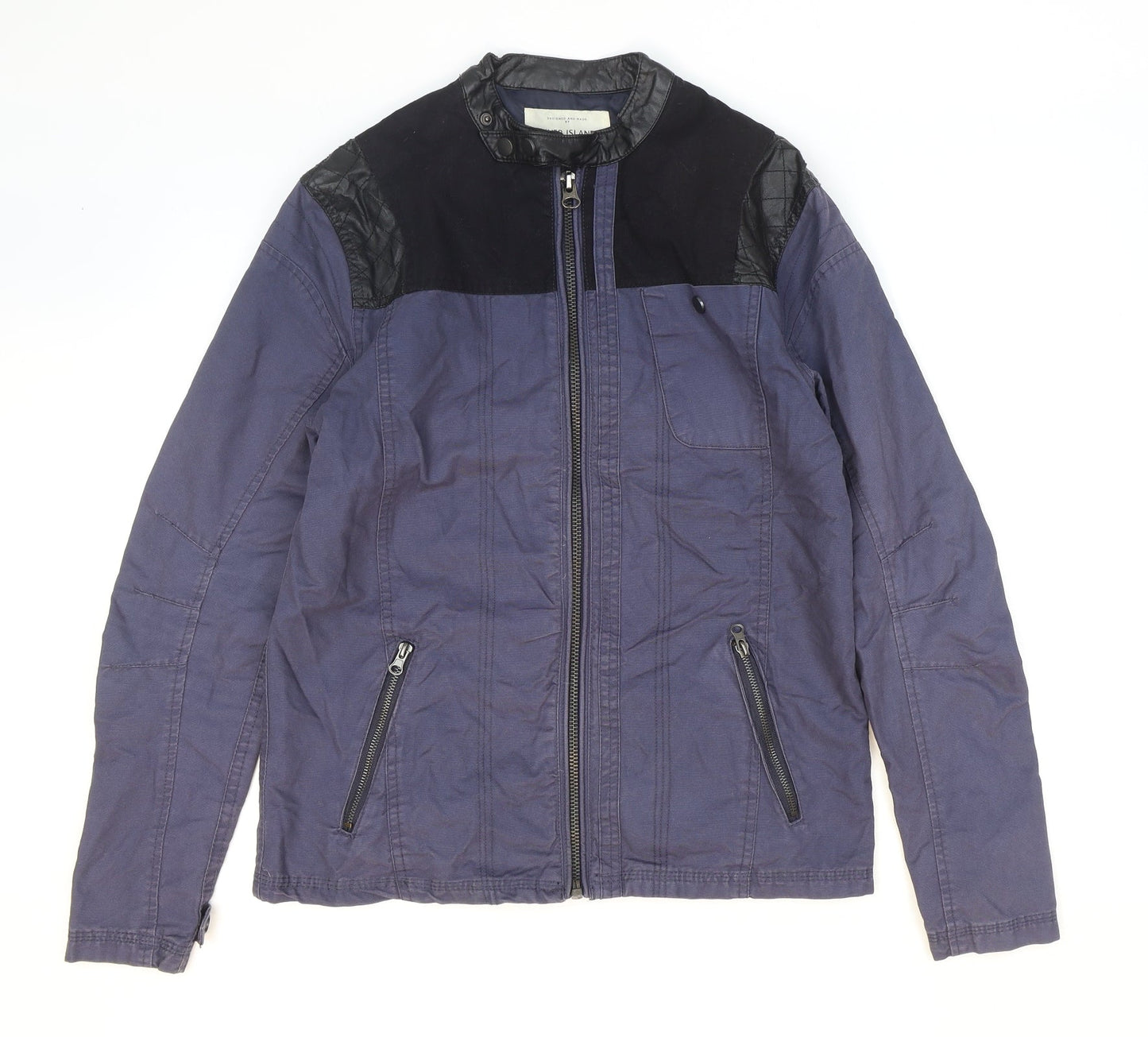 Mens UK Size S River Island Blue Biker Coat