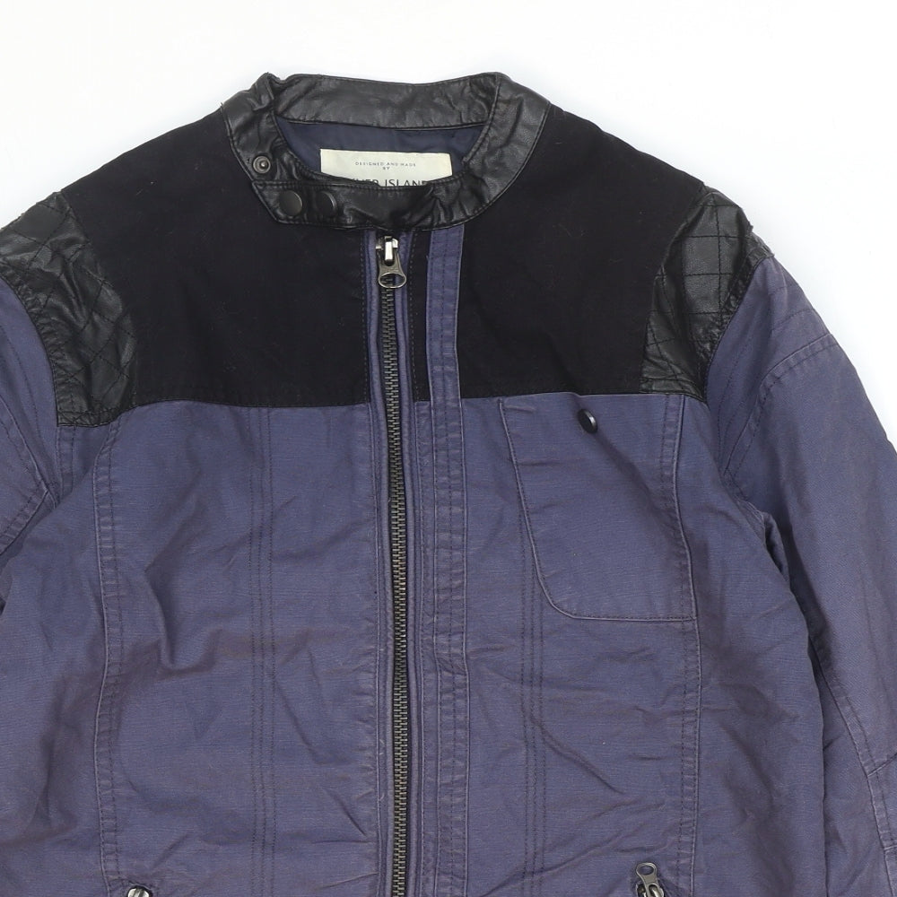 Mens UK Size S River Island Blue Biker Coat