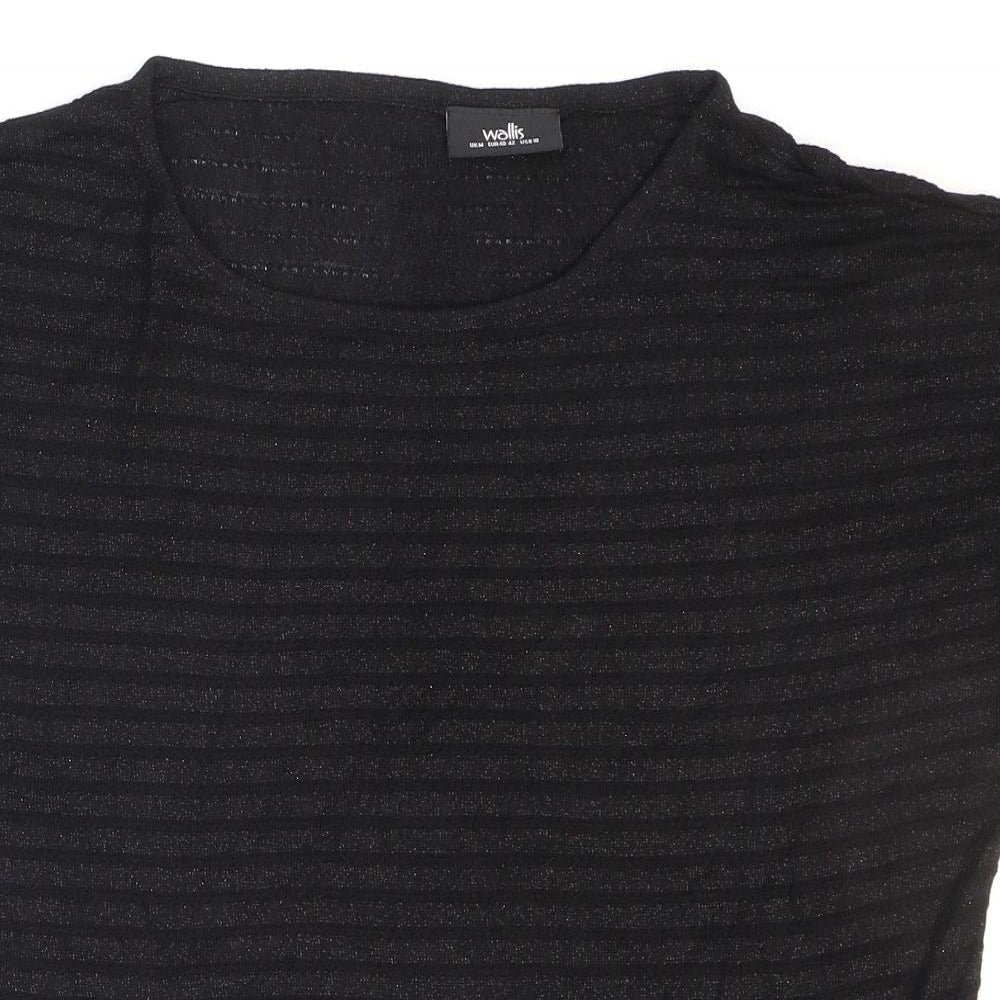 Womens UK Size M Wallis Black Basic T-Shirt