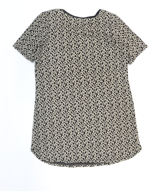 Dorothy Perkins Womens Brown Animal Print Viscose Tunic T-Shirt Size 12 Round Neck - Leopard Print