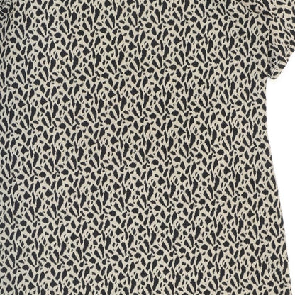 Dorothy Perkins Womens Brown Animal Print Viscose Tunic T-Shirt Size 12 Round Neck - Leopard Print