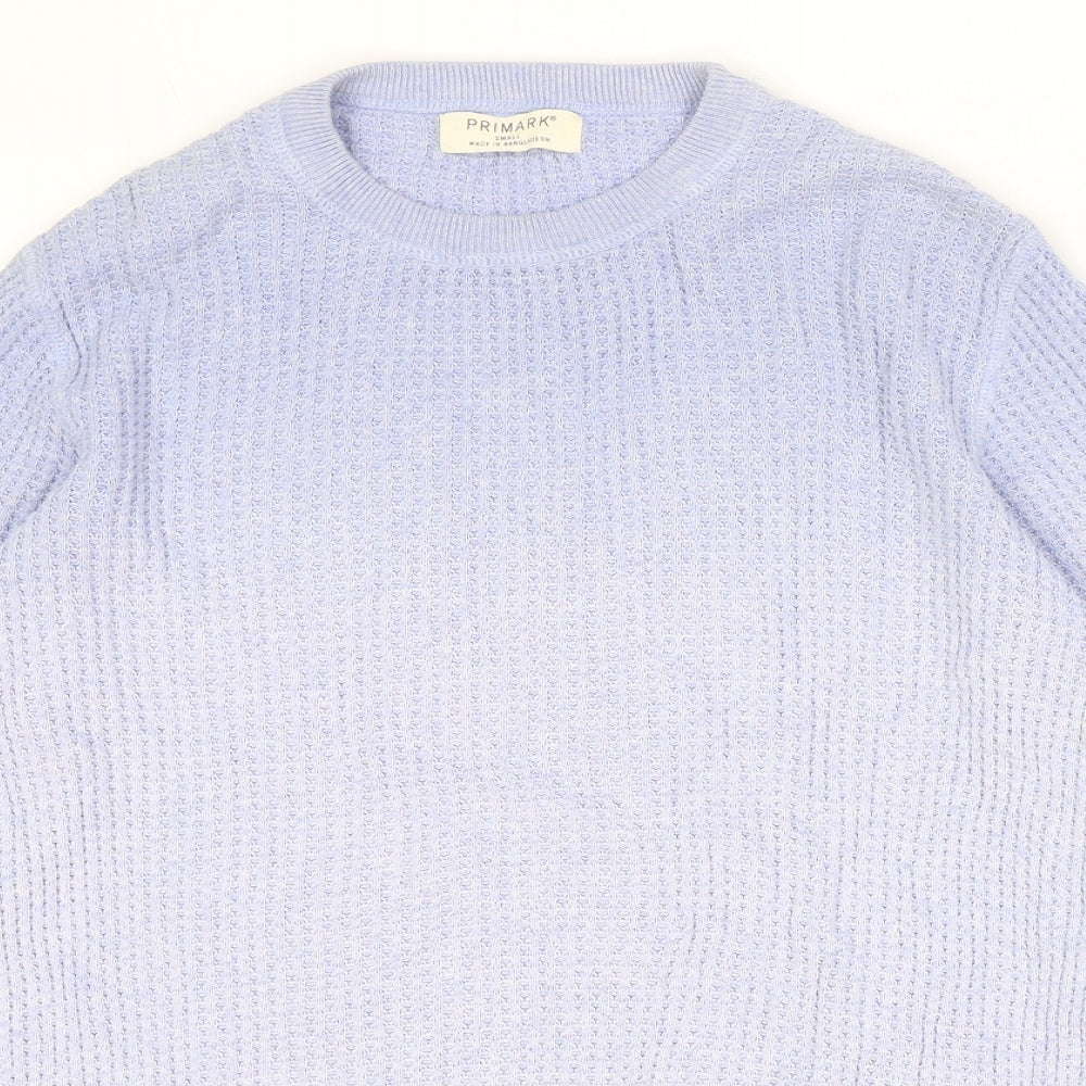 Primark Womens Blue Round Neck Cotton Pullover Jumper Size S