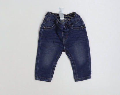 George Boys Blue Cotton Jeans Size 0-3 Months Pullover