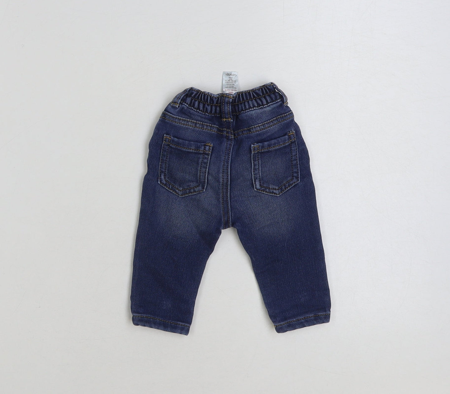 George Boys Blue Cotton Jeans Size 0-3 Months Pullover