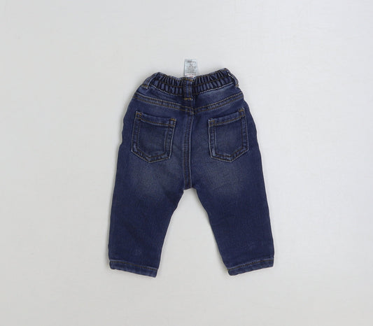 George Boys Blue Cotton Jeans Size 0-3 Months Pullover