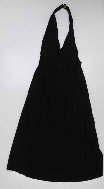 ASOS Womens Black Polyester Slip Dress Size 6 Halter Button