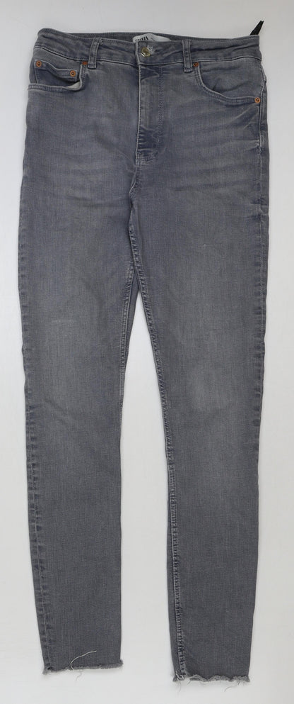 Zara Womens Grey Cotton Skinny Jeans Size 8 L29 in Regular Button