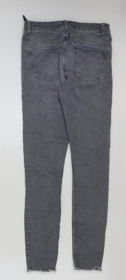 Zara Womens Grey Cotton Skinny Jeans Size 8 L29 in Regular Button