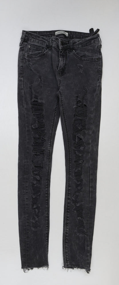 Zara Womens Grey Cotton Skinny Jeans Size 8 L27 in Regular Button