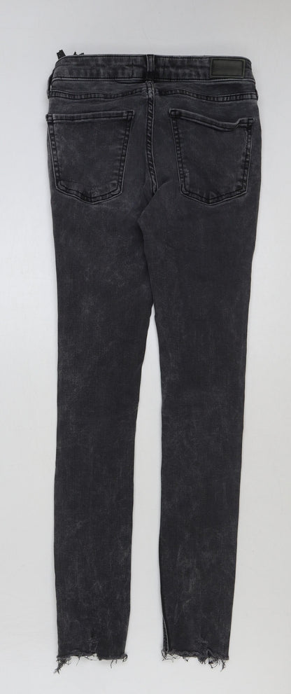 Zara Womens Grey Cotton Skinny Jeans Size 8 L27 in Regular Button