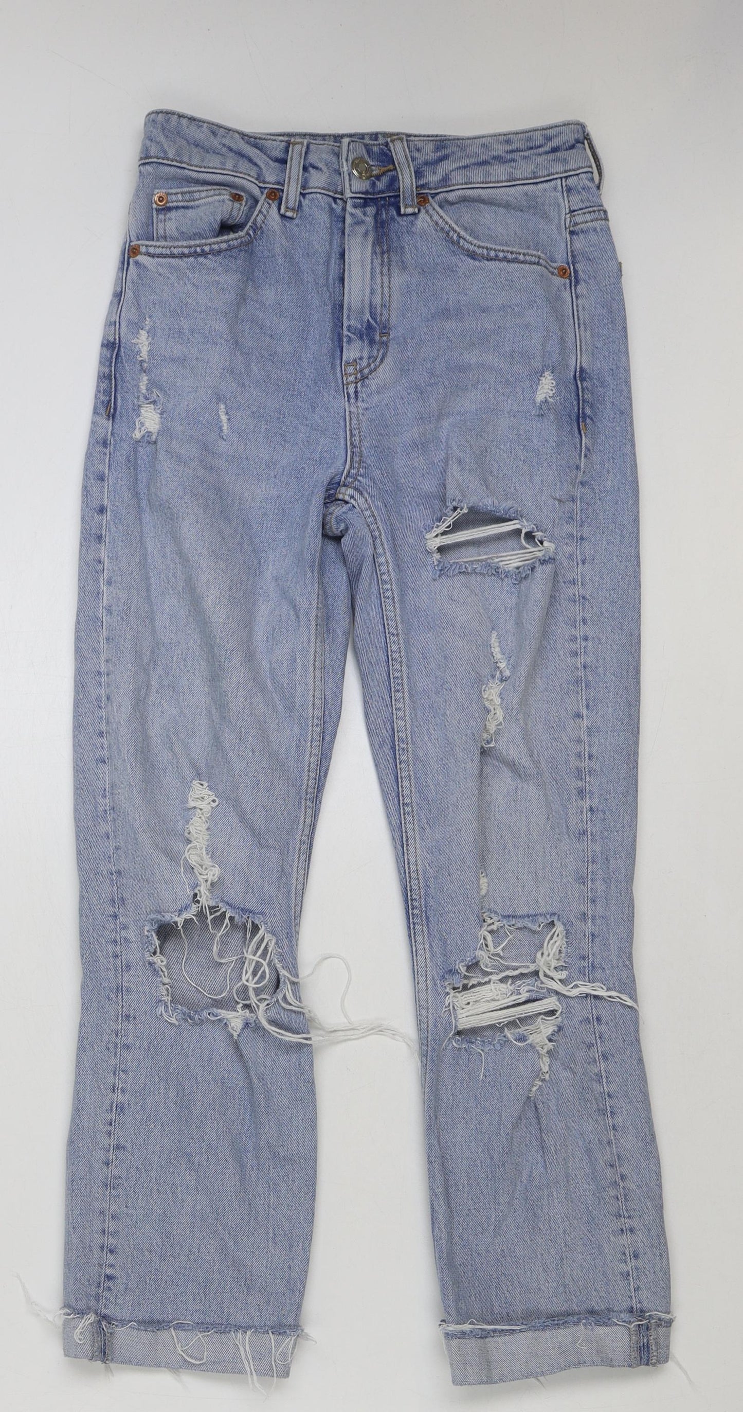 Topshop Womens Beige Cotton Straight Jeans Size 25 in L32 in Regular Button