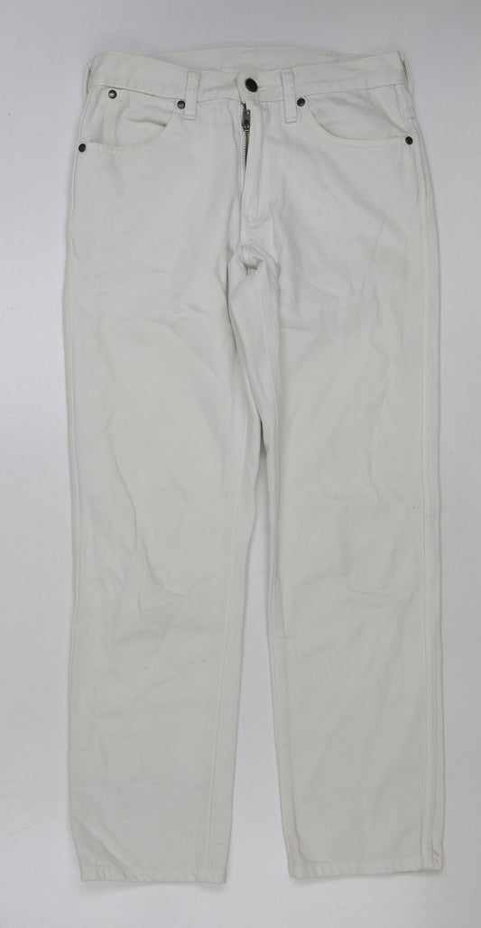 Uniqlo Womens White Cotton Straight Jeans Size 29 in L34 in Regular Buckle