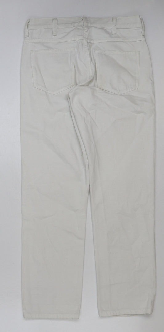 Uniqlo Womens White Cotton Straight Jeans Size 29 in L34 in Regular Buckle