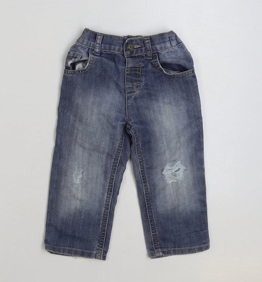 Matalan Blue Cotton Jeans Size 18-24 Months Button - Distressed