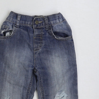 Matalan Blue Cotton Jeans Size 18-24 Months Button - Distressed