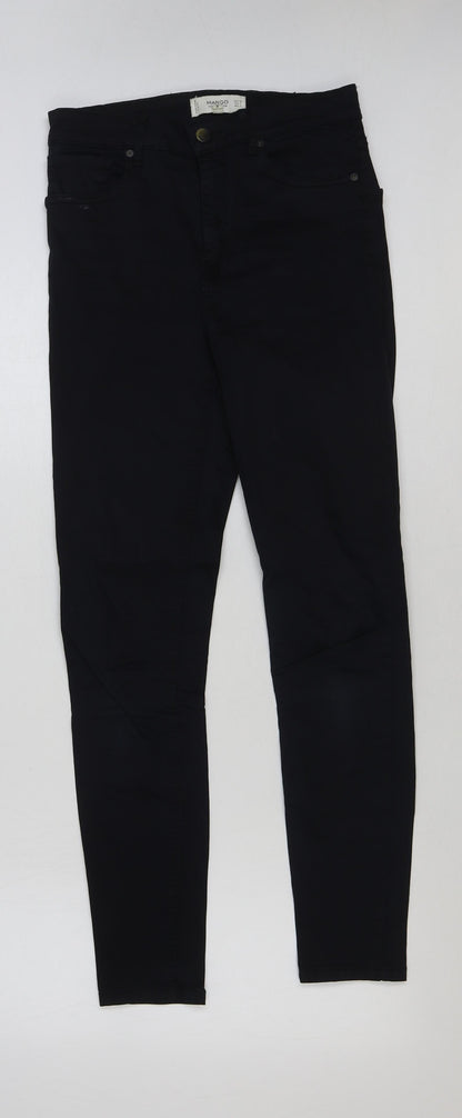 Mango Womens Blue Cotton Skinny Jeans Size 8 L28 in Regular Button