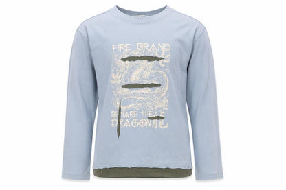 George Boys Blue 100% Cotton Basic T-Shirt Size 6-7 Years Round Neck Pullover - Dragon