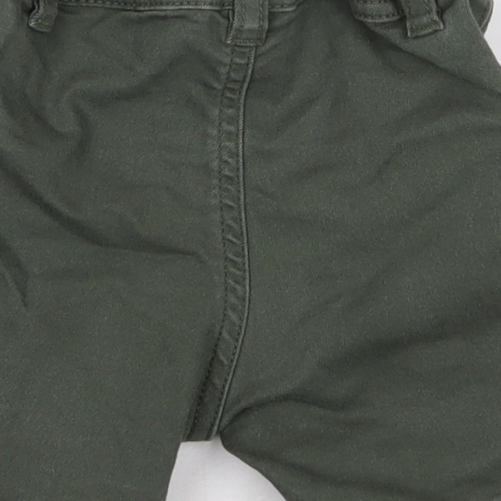 H&M Boys Green Cotton Cargo Jeans Size 6-9 Months Button