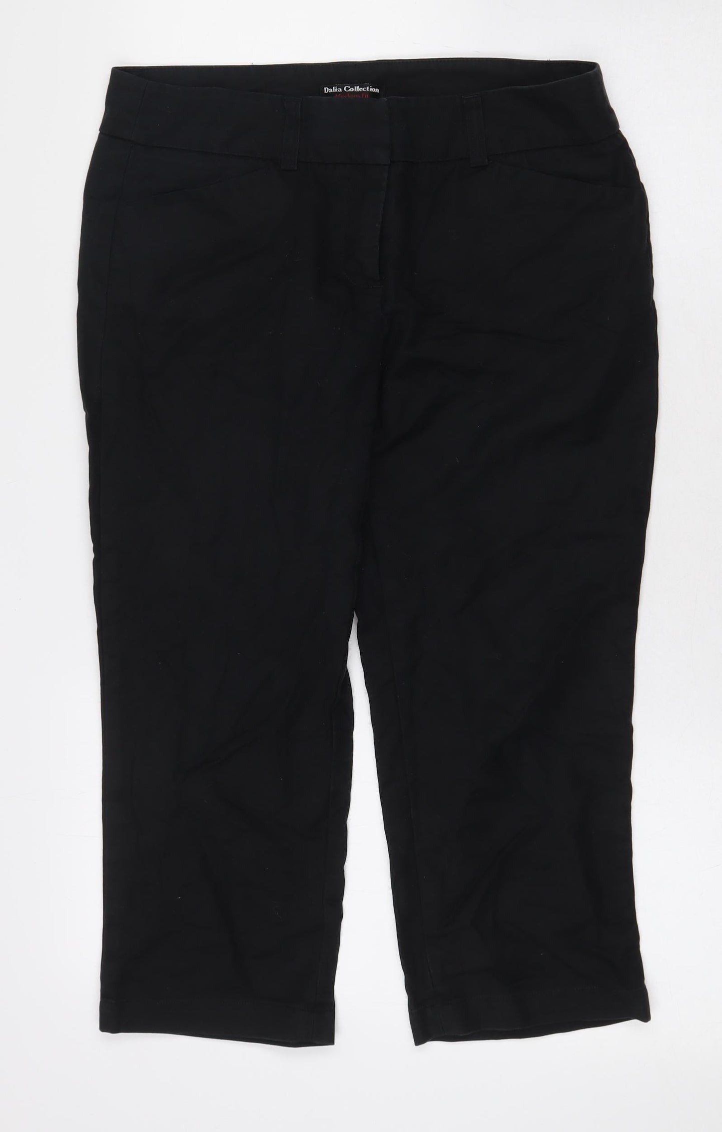 Womens UK Size 6 Preworn Regular Fit Cropped Black Trousers