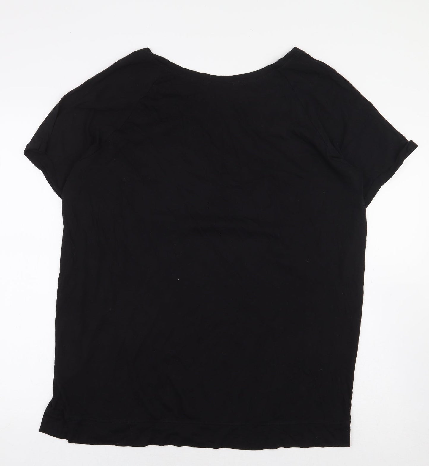 Papaya Womens Black Animal Print Polyester Basic Blouse Size 16 Boat Neck - Leopard Print