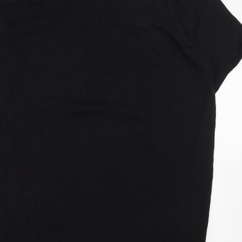 Papaya Womens Black Animal Print Polyester Basic Blouse Size 16 Boat Neck - Leopard Print