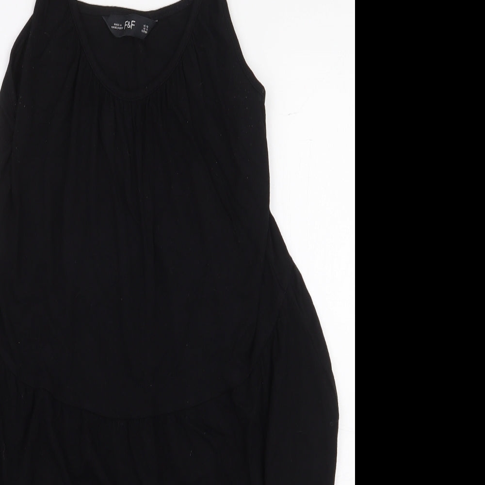 F&F Womens Black Viscose Tank Dress Size 10 Scoop Neck Pullover