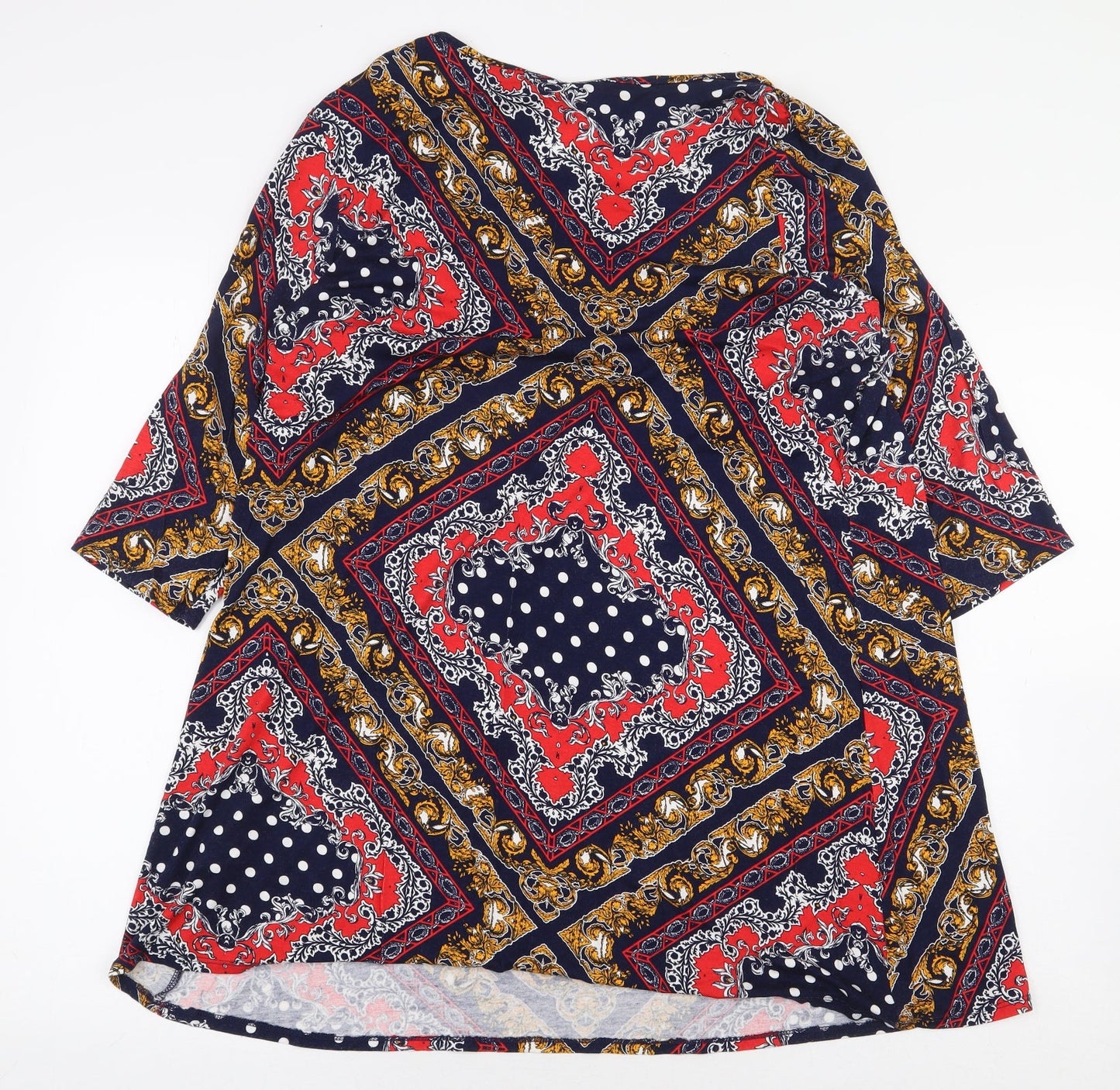 George Womens Multicoloured Geometric Viscose Basic Blouse Size 16 Boat Neck