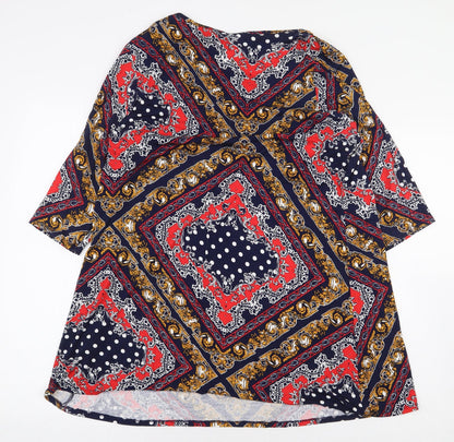 George Womens Multicoloured Geometric Viscose Basic Blouse Size 16 Boat Neck