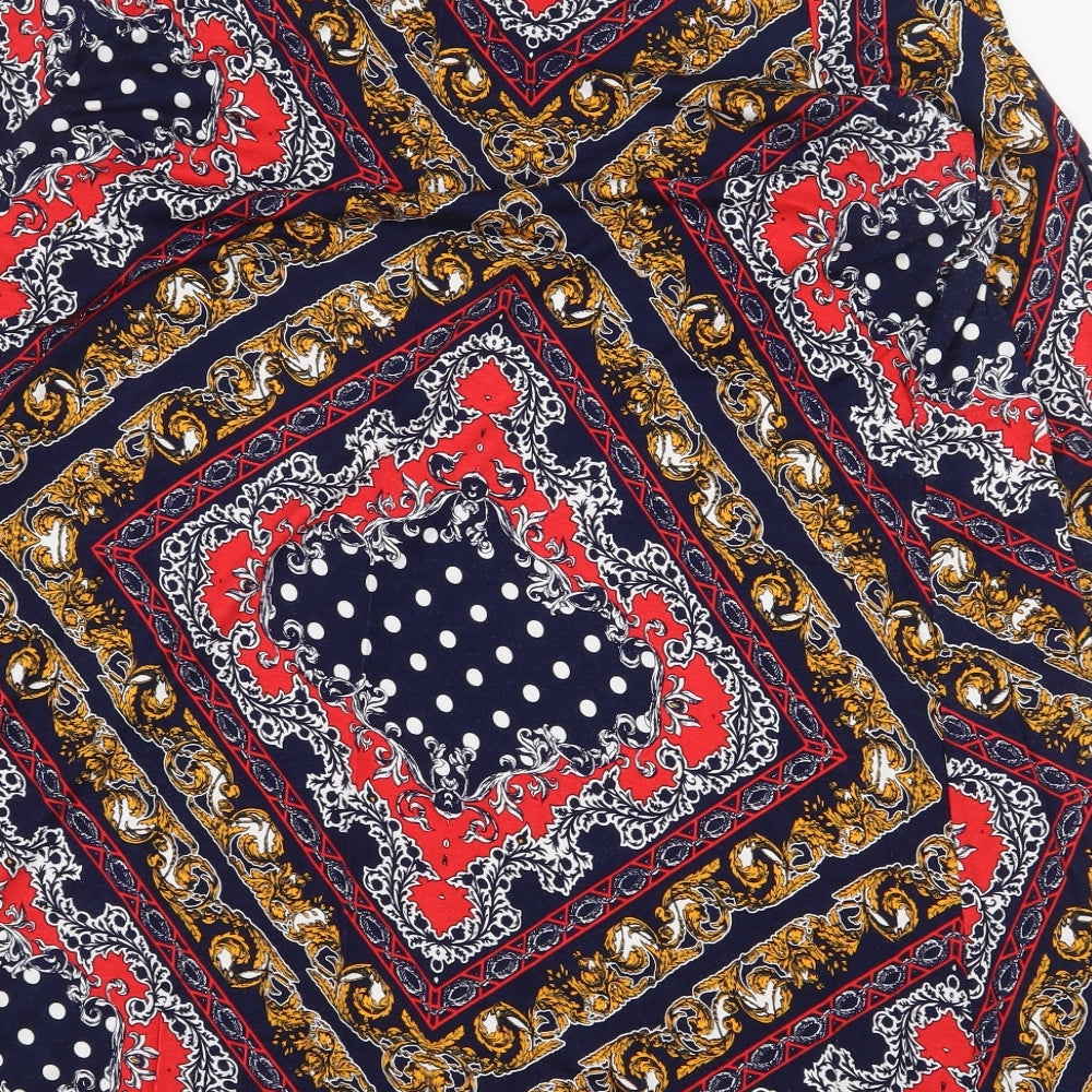 George Womens Multicoloured Geometric Viscose Basic Blouse Size 16 Boat Neck