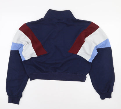 H&M Womens Blue Colourblock Polyester Pullover Sweatshirt Size S Zip