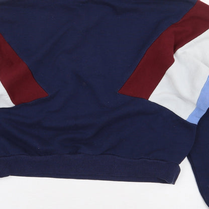 H&M Womens Blue Colourblock Polyester Pullover Sweatshirt Size S Zip