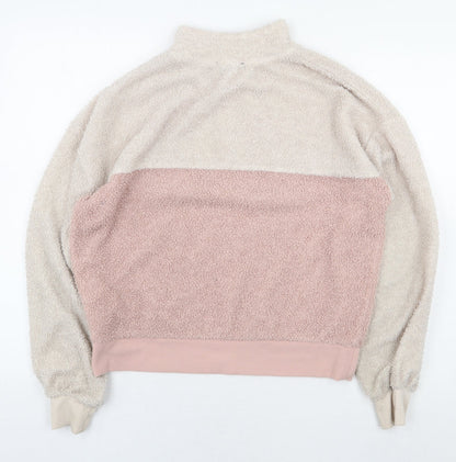 New Look Womens Pink Colourblock Polyester Pullover Sweatshirt Size 10 Zip