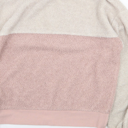 New Look Womens Pink Colourblock Polyester Pullover Sweatshirt Size 10 Zip
