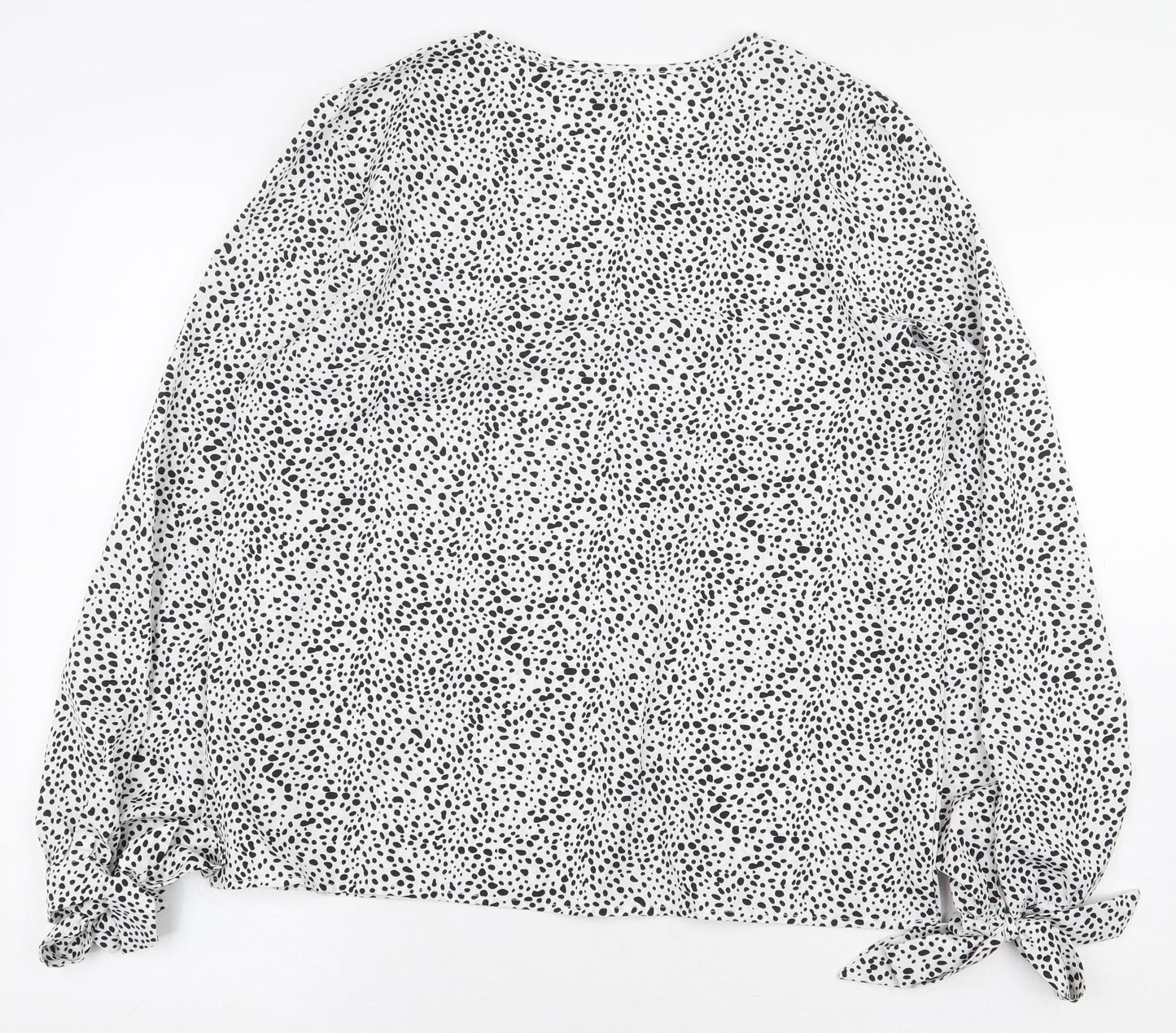 SheIn Womens White Animal Print Polyester Basic Blouse Size M V-Neck