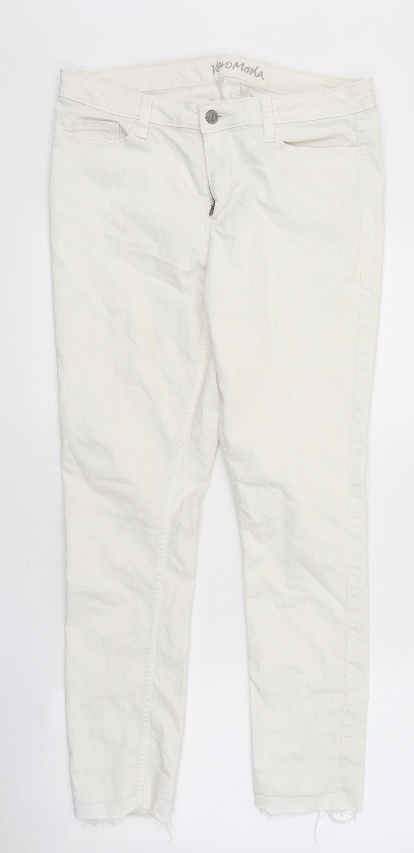 Vera Moda Womens White 100% Cotton Skinny Jeans Size 34 in L29 in Regular Zip