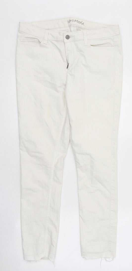 Vera Moda Womens White 100% Cotton Skinny Jeans Size 34 in L29 in Regular Zip