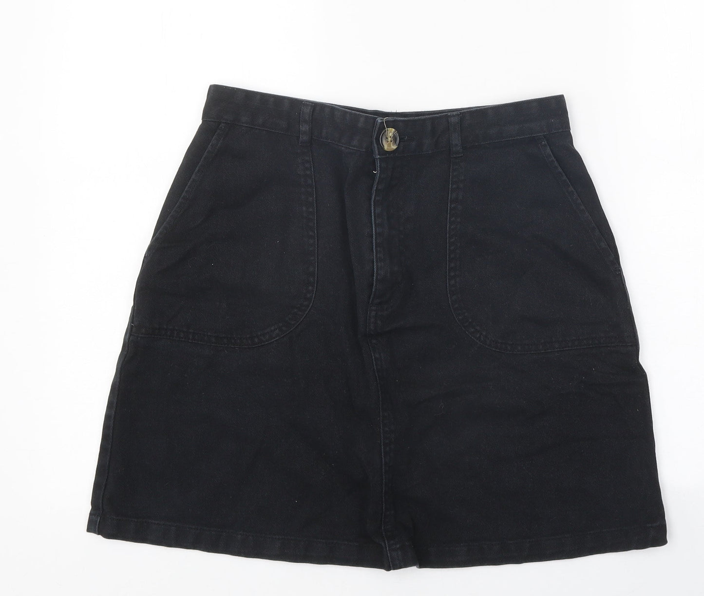 Monki Womens Black Cotton Mini Skirt Size 28 in Zip