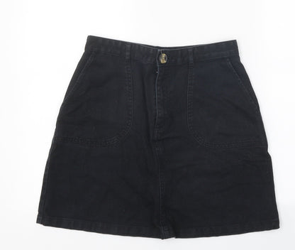 Monki Womens Black Cotton Mini Skirt Size 28 in Zip