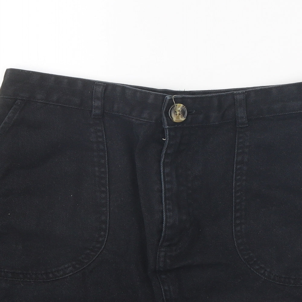 Monki Womens Black Cotton Mini Skirt Size 28 in Zip