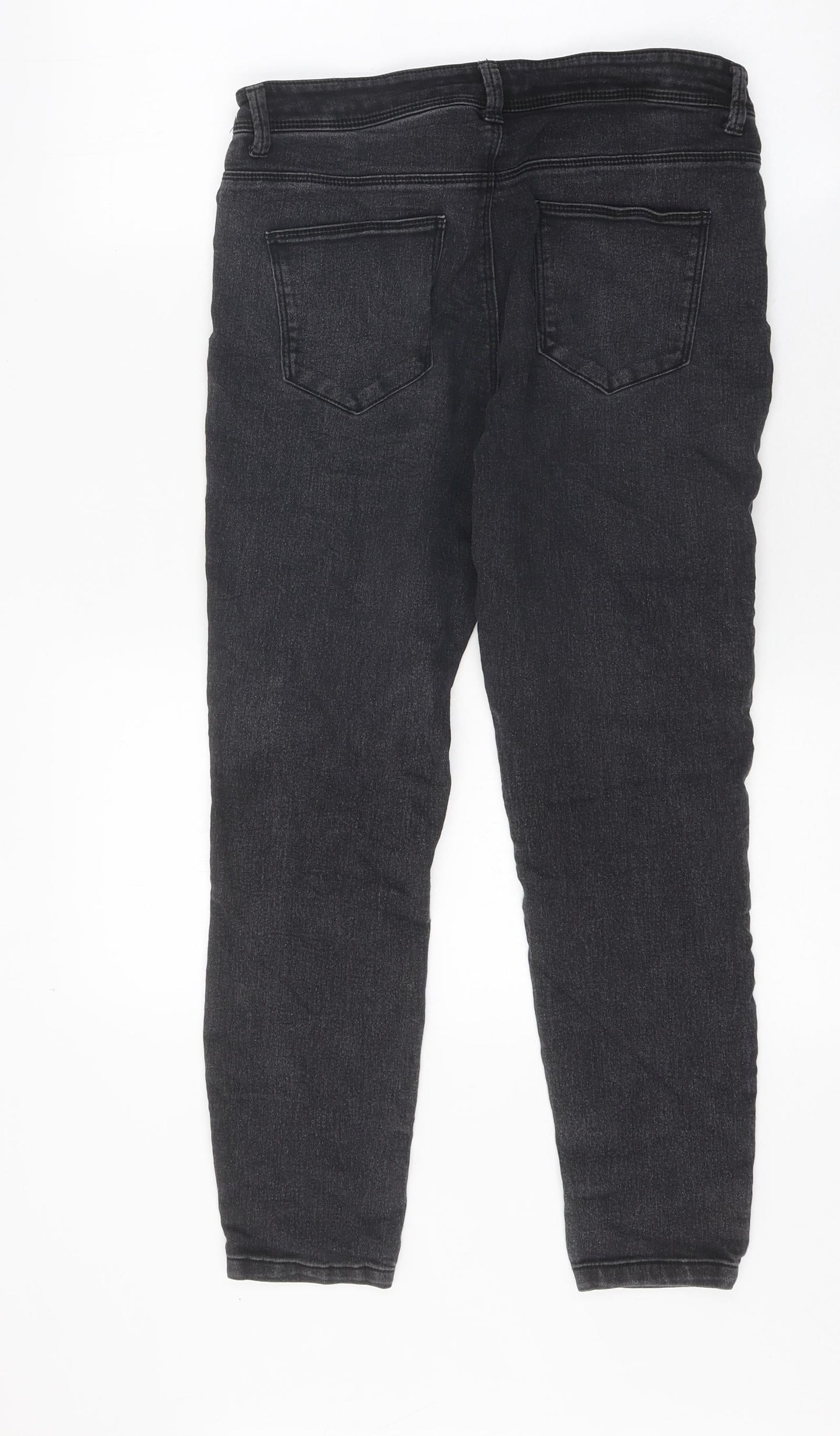 Primark Womens Black 100% Cotton Skinny Jeans Size 12 L24 in Regular Zip