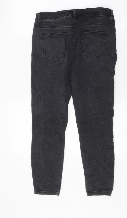 Primark Womens Black 100% Cotton Skinny Jeans Size 12 L24 in Regular Zip
