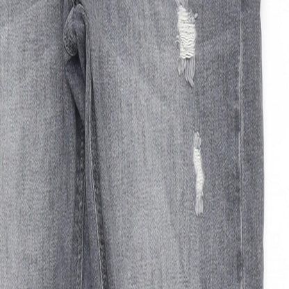 River Island Womens Grey Cotton Skinny Jeans Size 8 L30 in Regular Zip