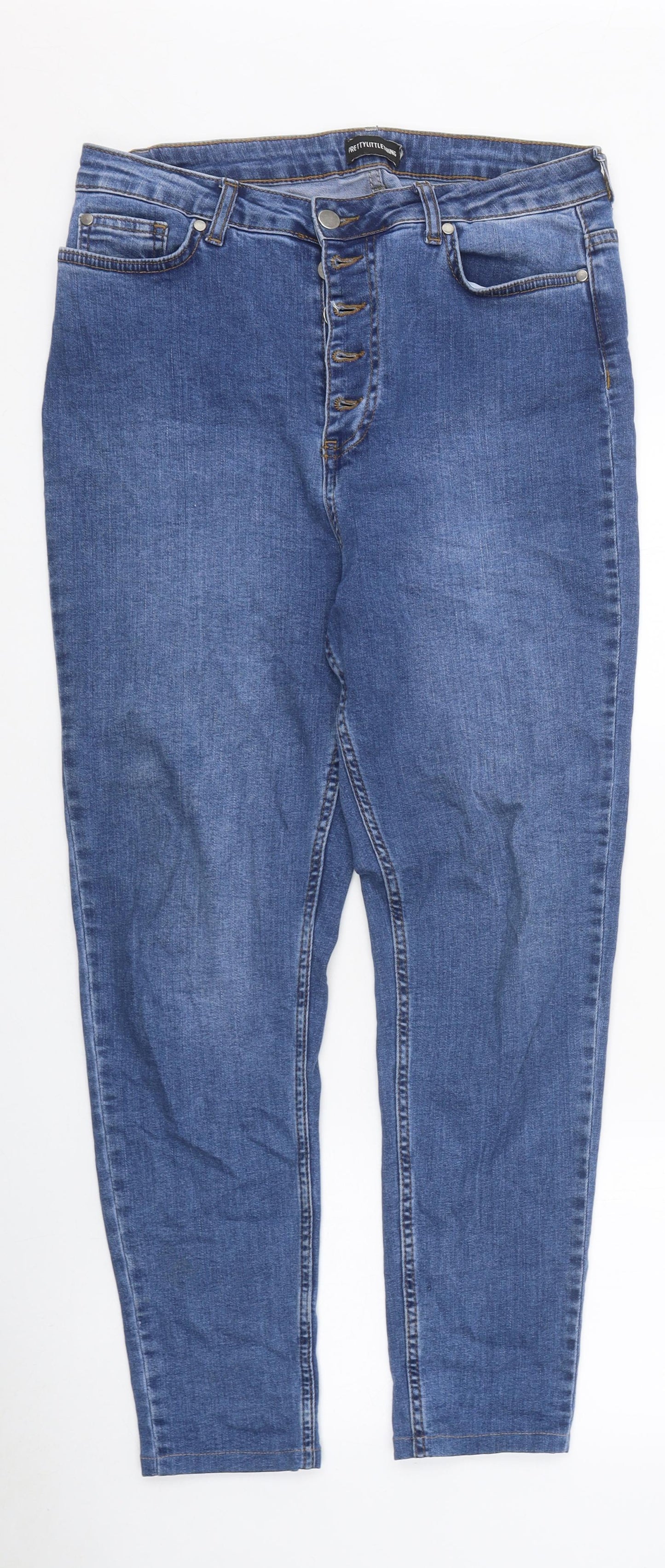 PRETTYLITTLETHING Womens Blue 100% Cotton Skinny Jeans Size 28 in L27 in Regular Zip