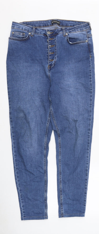 PRETTYLITTLETHING Womens Blue 100% Cotton Skinny Jeans Size 28 in L27 in Regular Zip