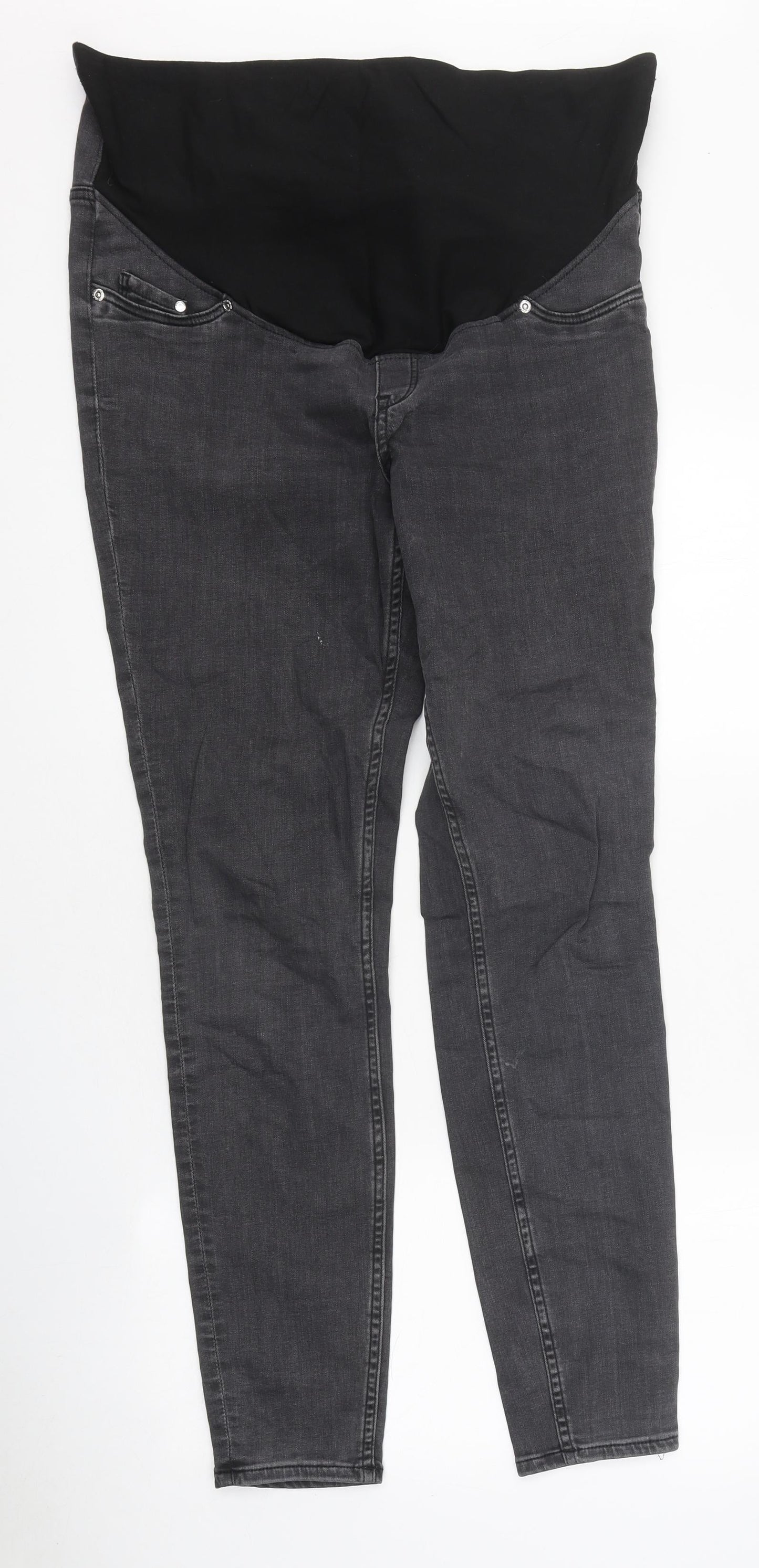 Mama Womens Grey 100% Cotton Skinny Jeans Size L L30 in Slim