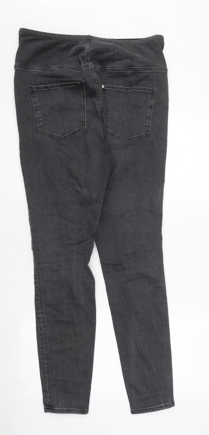 Mama Womens Grey 100% Cotton Skinny Jeans Size L L30 in Slim