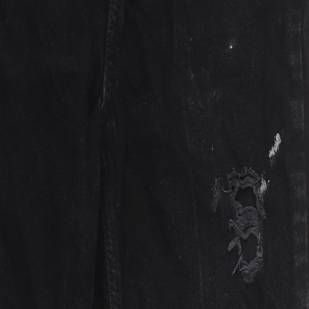 Primark Womens Black 100% Cotton Tapered Jeans Size 6 L31 in Regular Zip