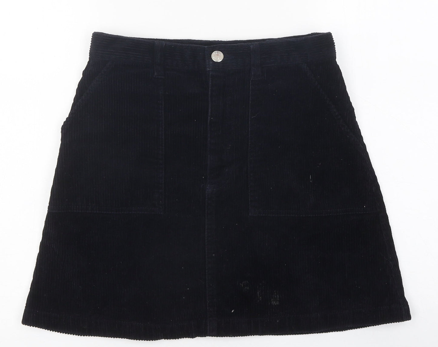 Monki Womens Black Coir A-Line Skirt Size 8 Zip