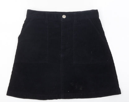 Monki Womens Black Coir A-Line Skirt Size 8 Zip